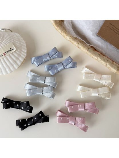 Beau - Polka Dot Satin Bow Duckbill Hair Clip