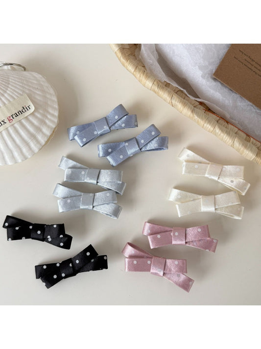 Beau - Polka Dot Satin Bow Duckbill Hair Clip