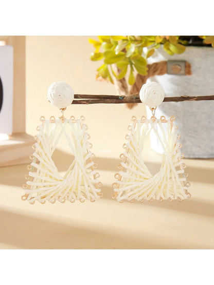 Earedge - Raffia Woven Trapezoid Earrings