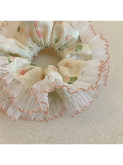 Gifty - Floral Print Scrunchie Hair Band French Style