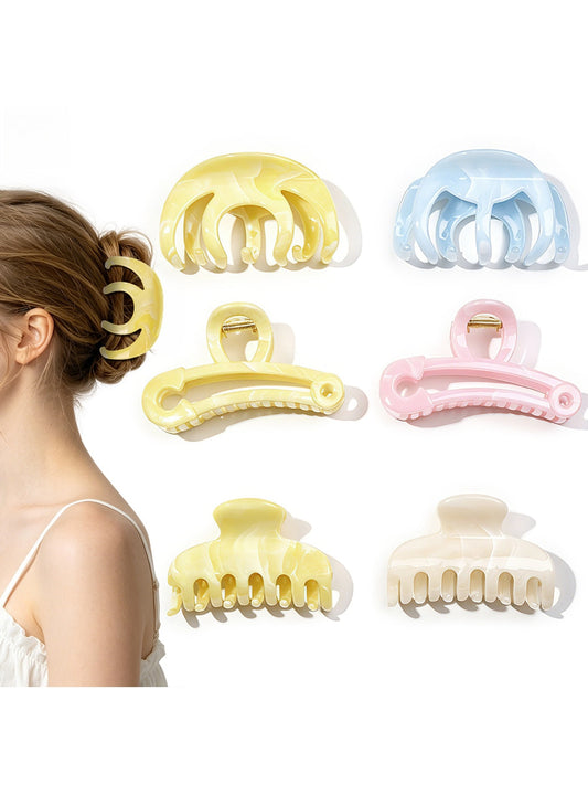 Beau - Glossy Marbled Pattern Hair Claw Clip