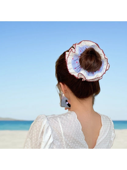 Gifty - Double-Layer Ruffled Gingham Scrunchie