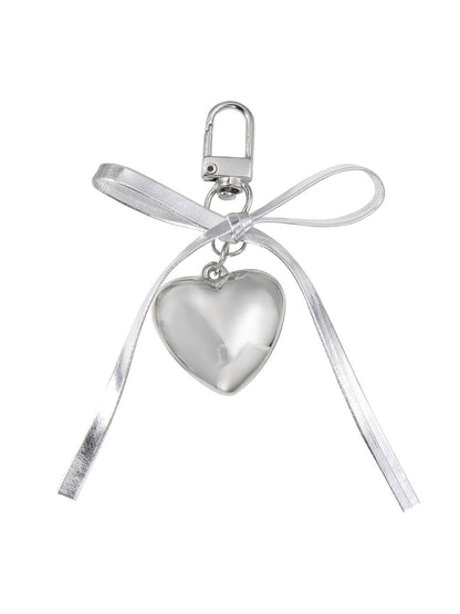 Keypus - Y2K Silver Bow Alloy and PU Bag Charm Keychain