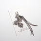 Side angle of Keypus creative leaf shaped keychain with metal ring