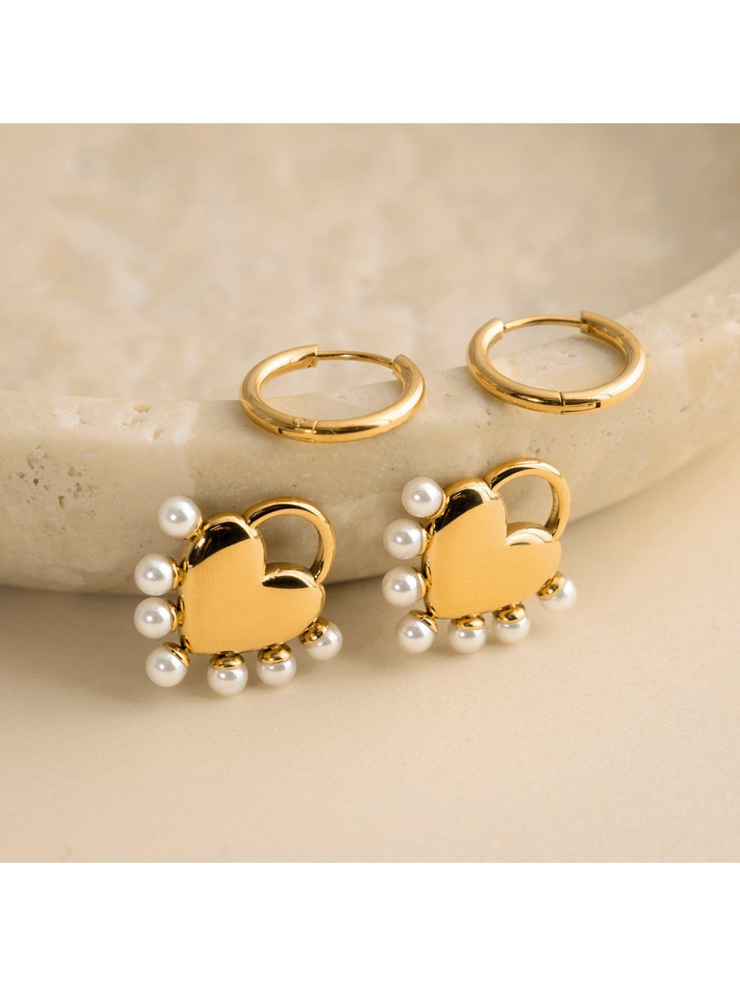Earedge - Delicate Heart Pendant Drop Earrings