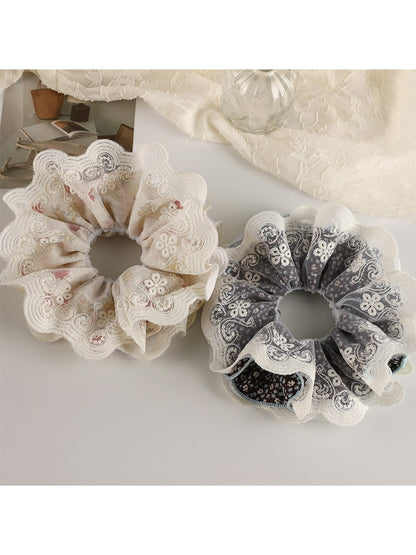 Gifty - Double Layer Embroidered Lace Scrunchie