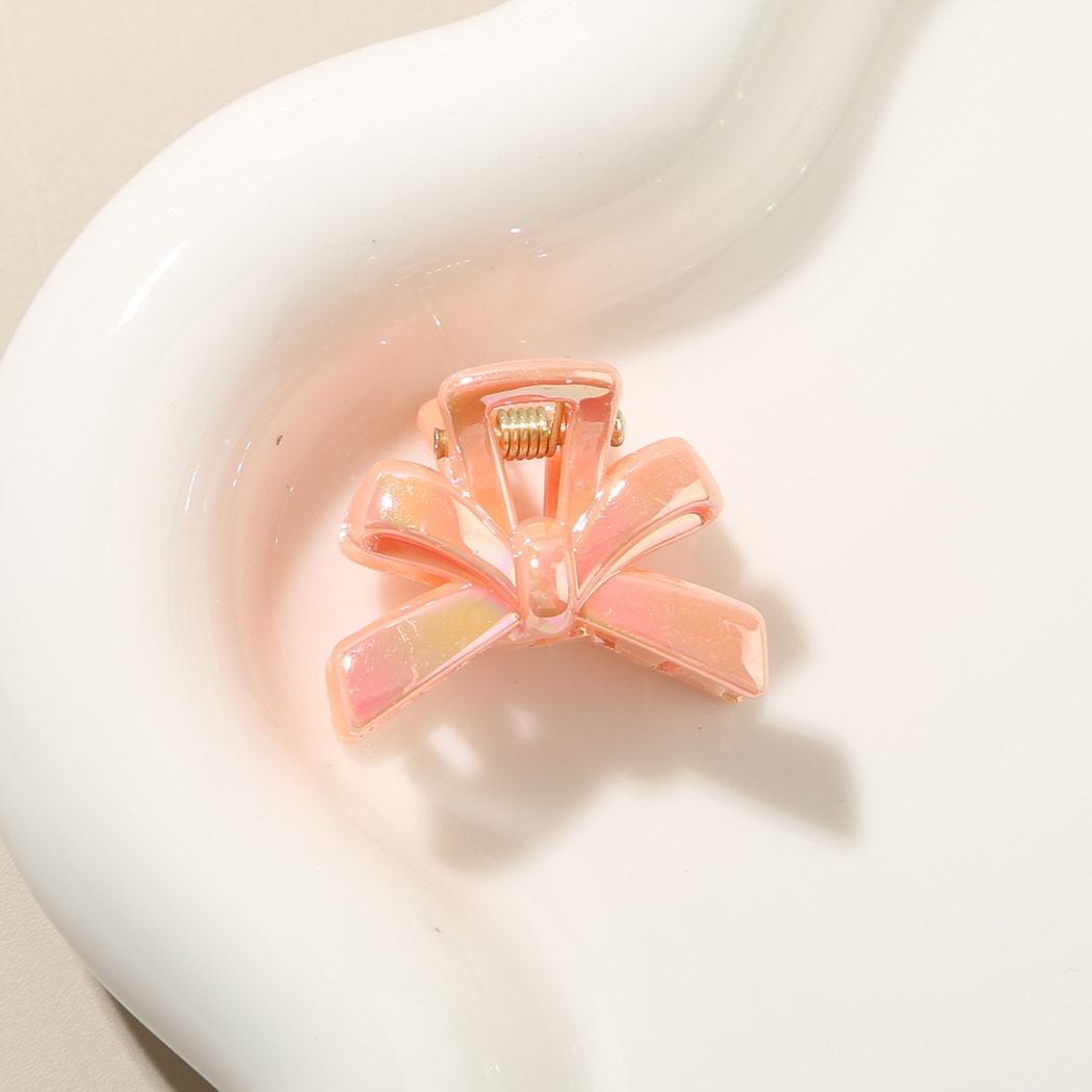 Beau - Glossy Plastic Bow Detail Side Hair Claw Clip