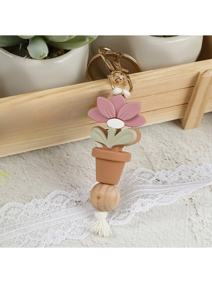 Keypus - Silicone Lotus Potted Plant Keychain