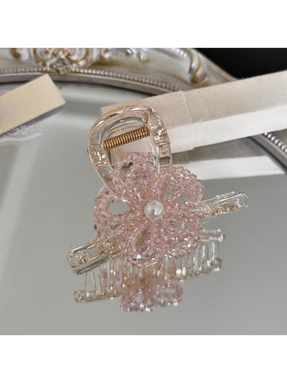Beau - Beaded Floral Geometric Plastic Claw Clip