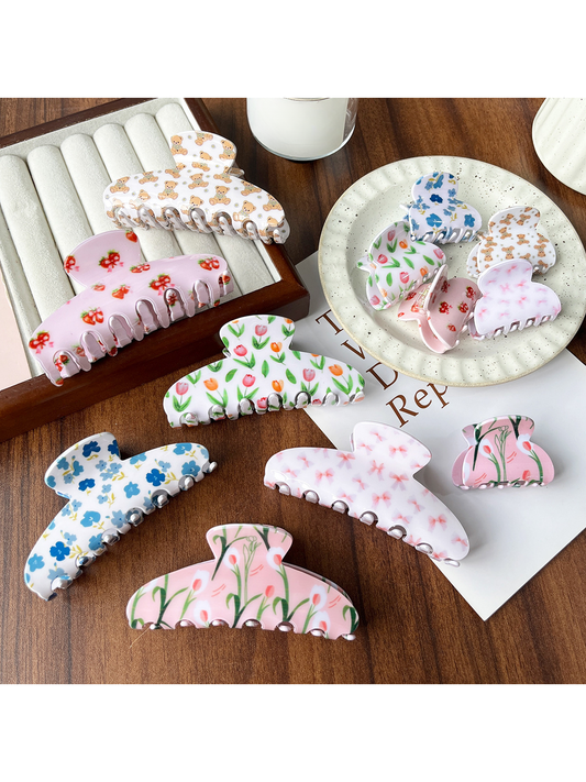 Beau - Sweet Printed Ring Acrylic Hair Claw Clip