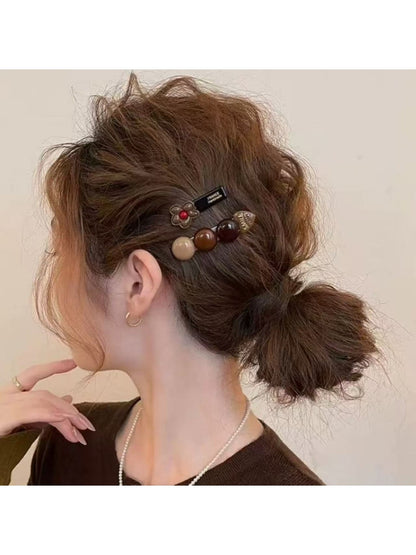 Beau - Color-Blocked Floral Hair Clip Set