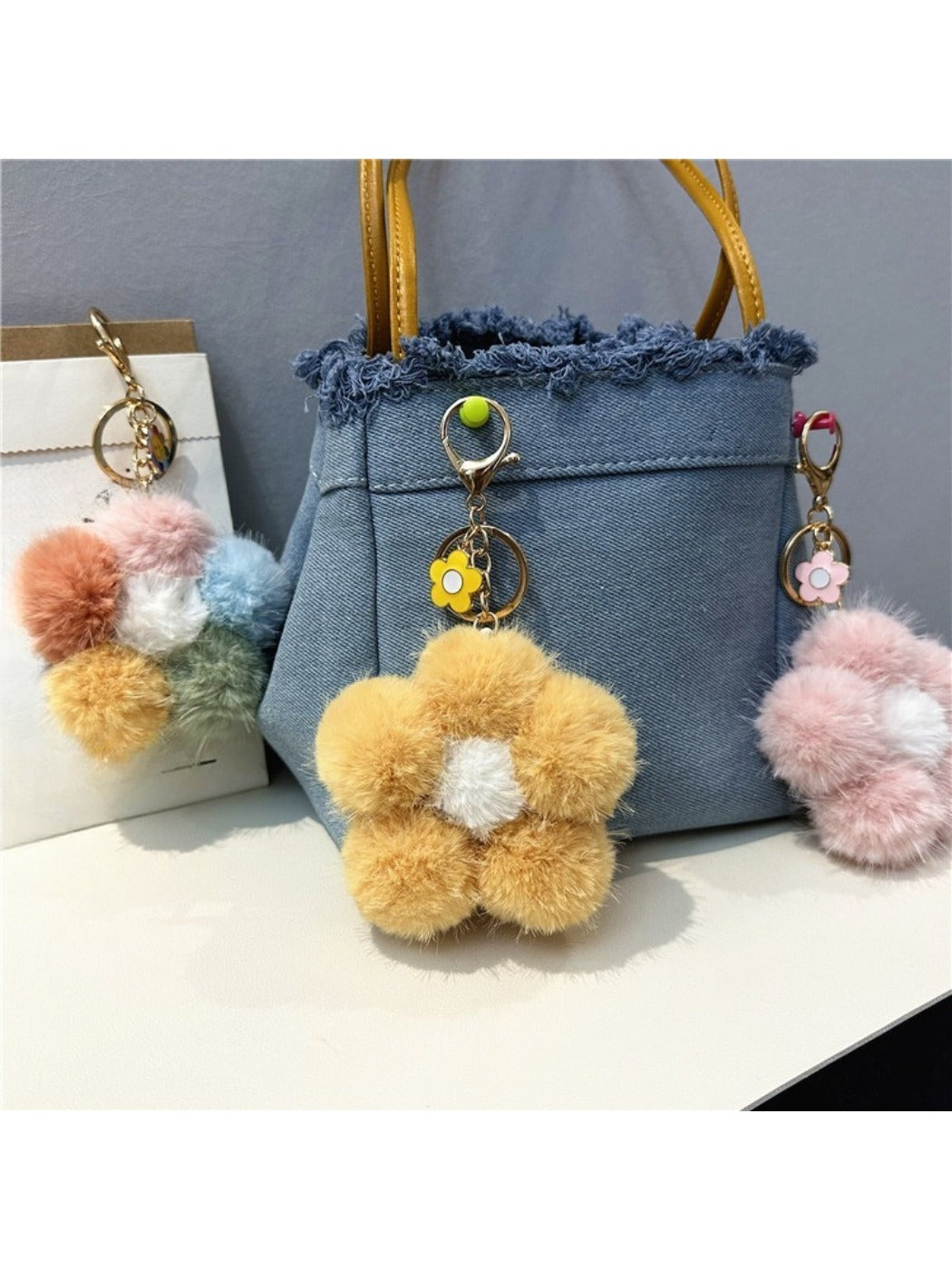 Keypus - Colorful Plush Flower Bag Charm Keychain