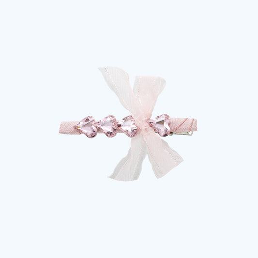 Beau - Pastel Lace Bow and Heart Accent Hair Clip
