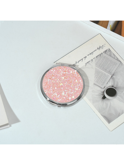 Mirroray - Portable Sequin-Look Round Compact Mirror