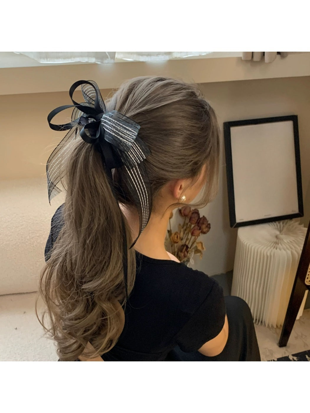Close-up of Gifty layered ribbon scrunchie showing fabric texture and layers