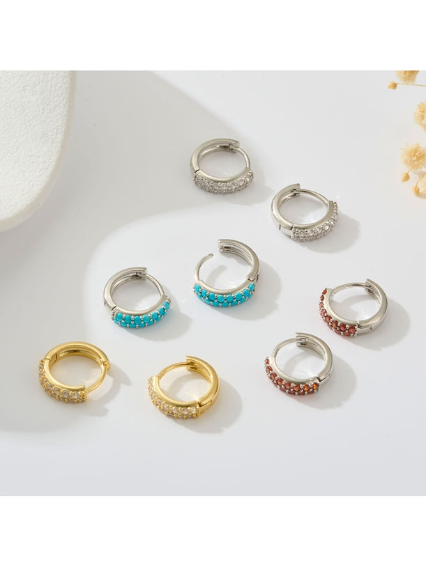 Earedge - Vintage Rhinestone Alloy Ring Earrings