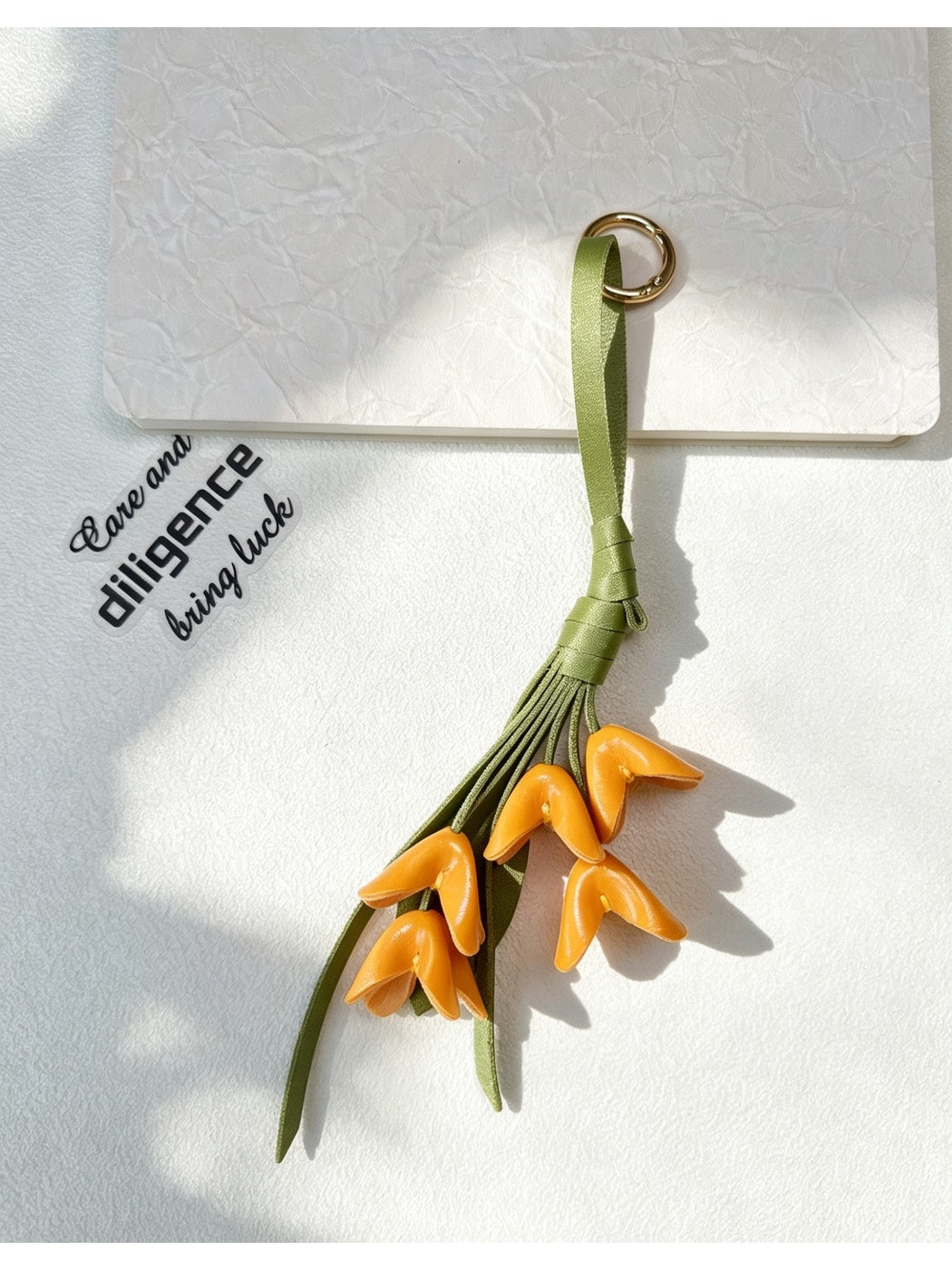Keypus - Faux Leather Floral Bouquet Bag Charm Keychain