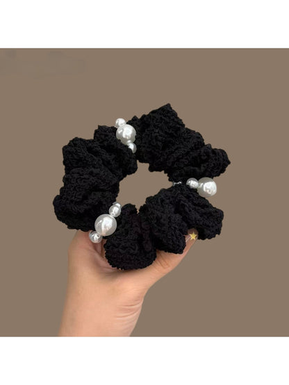 Gifty - Textured Beaded Accent Polyester Scrunchie