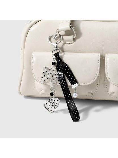 Keypus - Y2K Polka Dot Bow Heart Charm Keychain