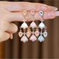 Earedge - Retro Layered Fan Motif Drop Earrings