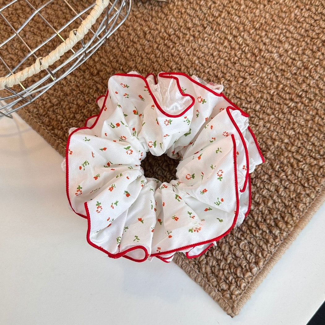 Gifty - Floral Print Ruffled Polyester Scrunchie