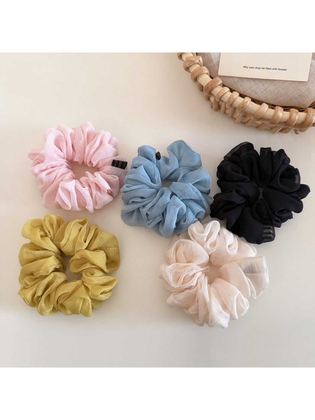 Gifty - Solid Color Ruffled Chiffon Scrunchie