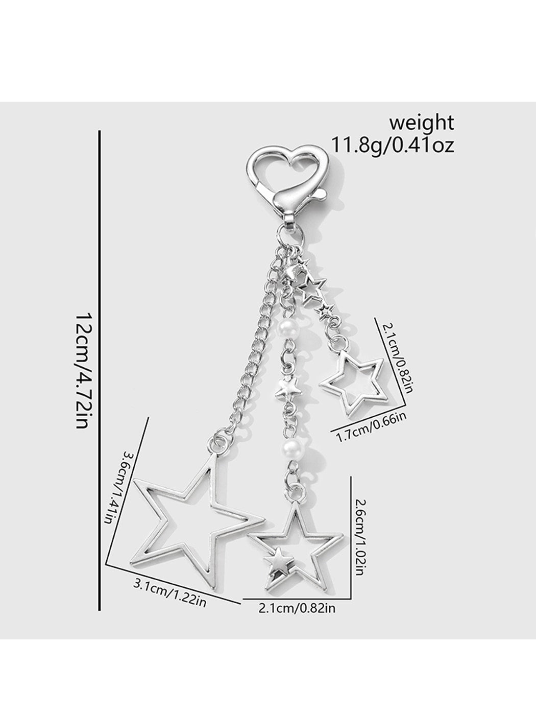 Keypus - Y2K Style Silver Star Bag Charm Keychain
