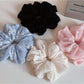 Gifty - Irregular Ruched Embroidered Hair Scrunchie