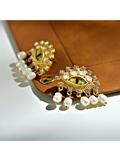 Earedge - Everyday Beaded Eye Shaped Earrings