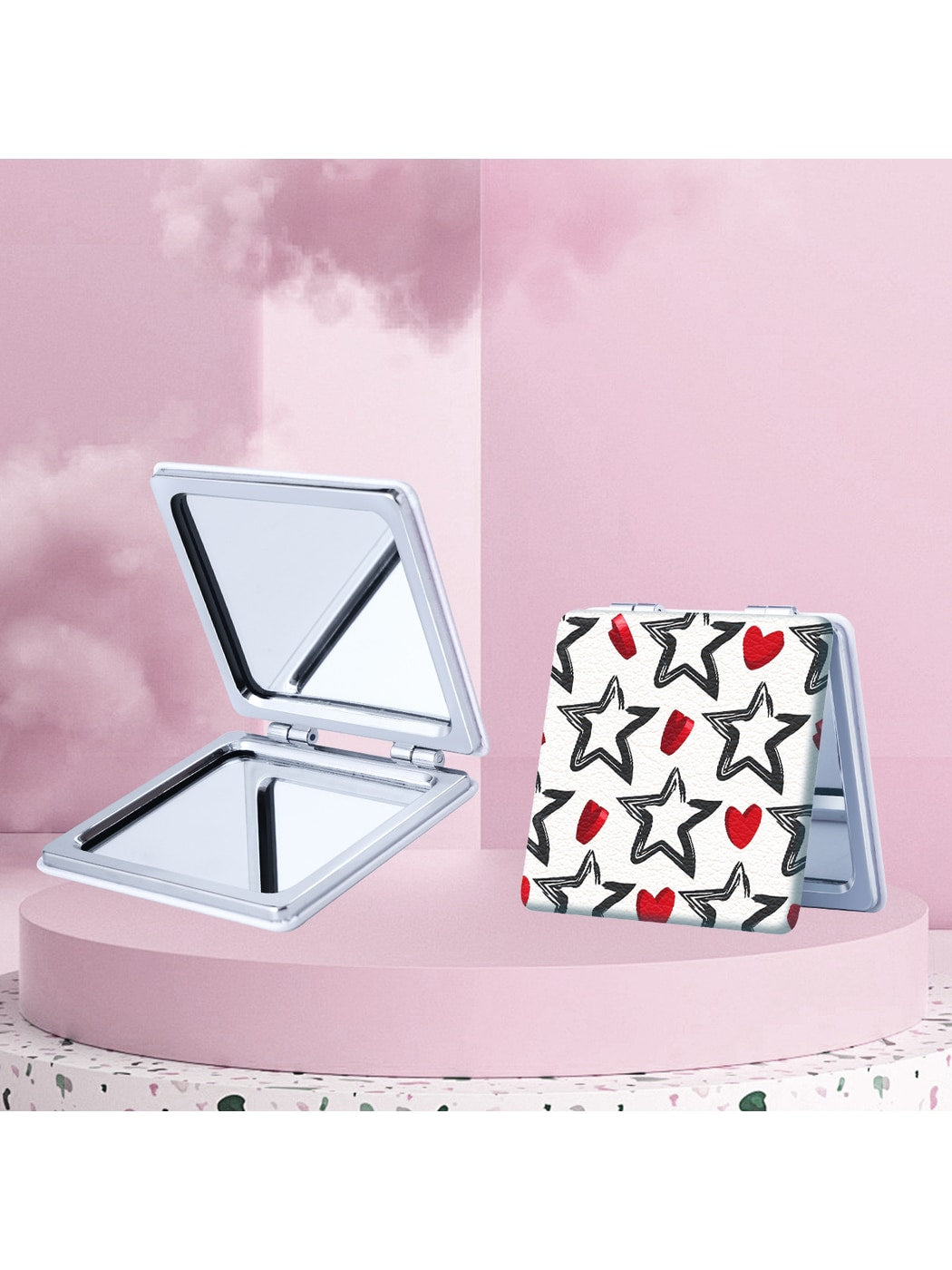 Mirroray - Y2K Star Print Compact Folding Mirror