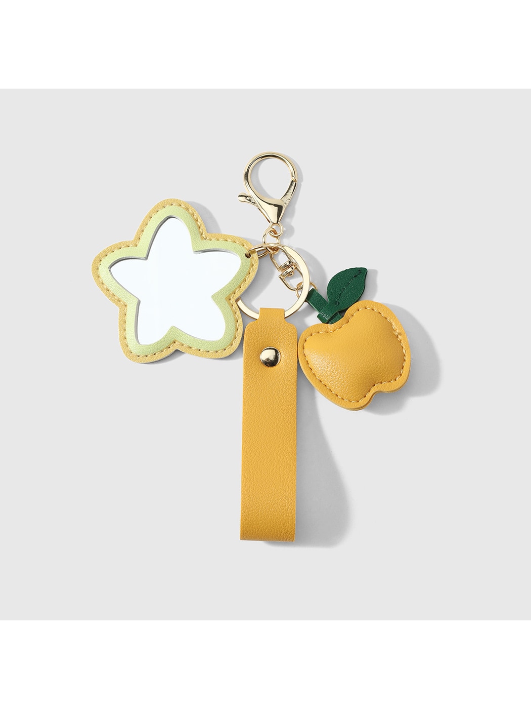 Keypus - Faux Leather Flower Mirror Keychain