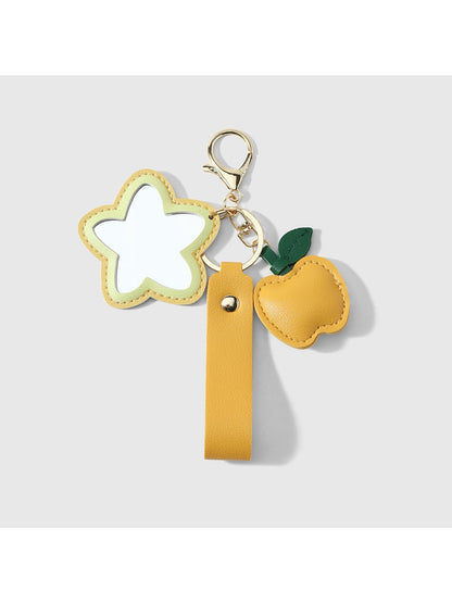 Keypus - Faux Leather Flower Mirror Keychain