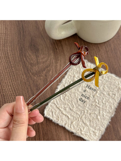 Beau - Retro Bow Detail Acetate Alloy Side Barrette
