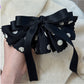 Beau - Polka Dot Ribbon Bow Spring Hair Clip