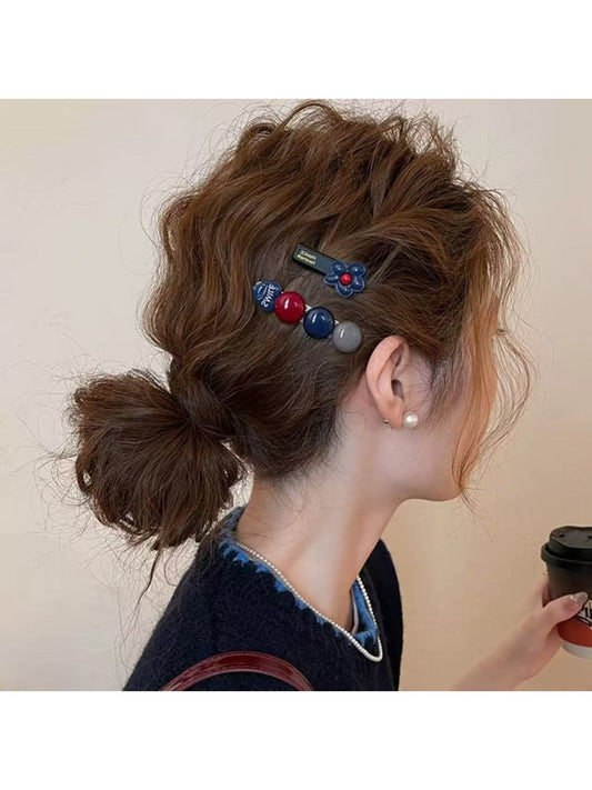 Beau - Color-Blocked Floral Hair Clip Set
