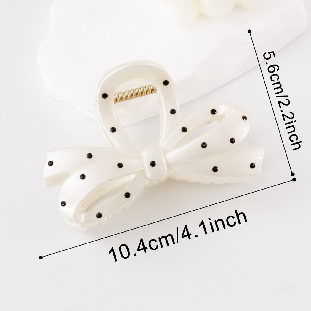Beau - Glossy Solid Bow Ribbon Claw Clip