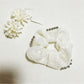 Gifty sweet cute lace scrunchie displayed flat showing intricate lace pattern