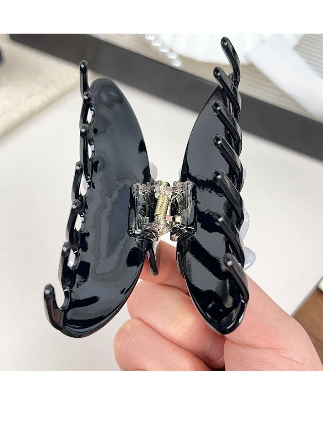 Beau - Floral Butterfly Half Moon Claw Clip