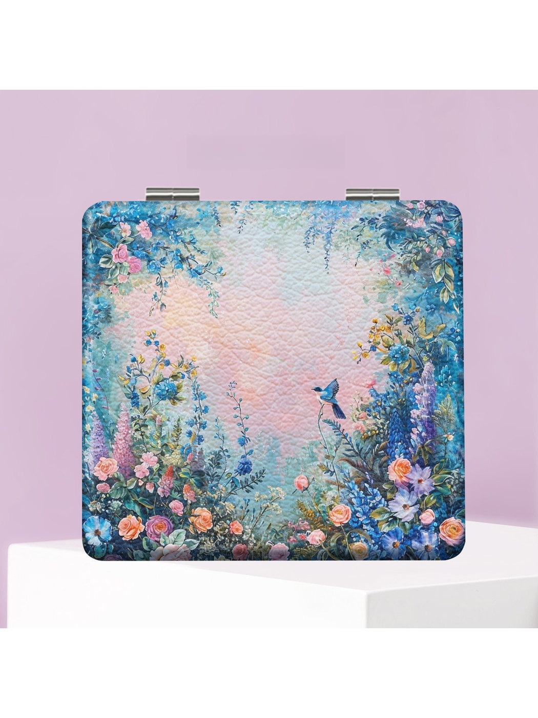 Mirroray - Foldable Floral Print Glass Makeup Mirror