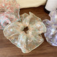 Gifty - Puffed Seersucker Floral Scrunchie