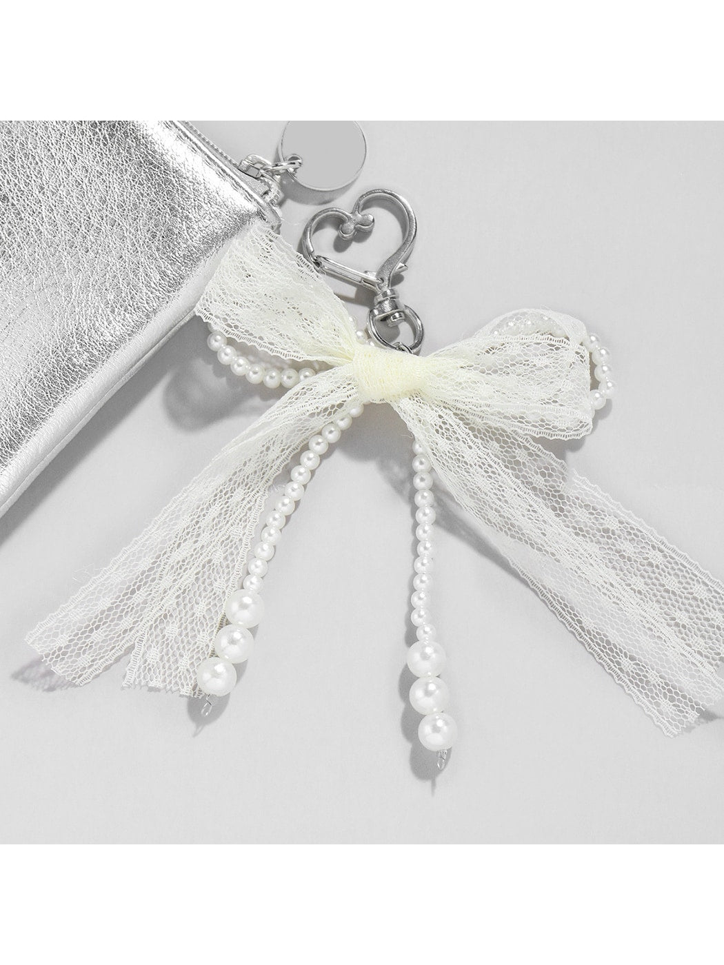 Keypus - Y2K Style Lace Bow Heart Keychain Bag Charm