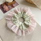 Top view of Gifty Sweet Color Block Tulle Scrunchie showing gathered tulle layers