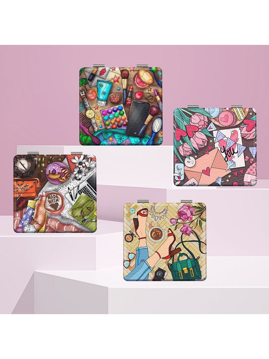 Mirroray - Leisurely lifestyle Cartoon Print Makeup Mirror