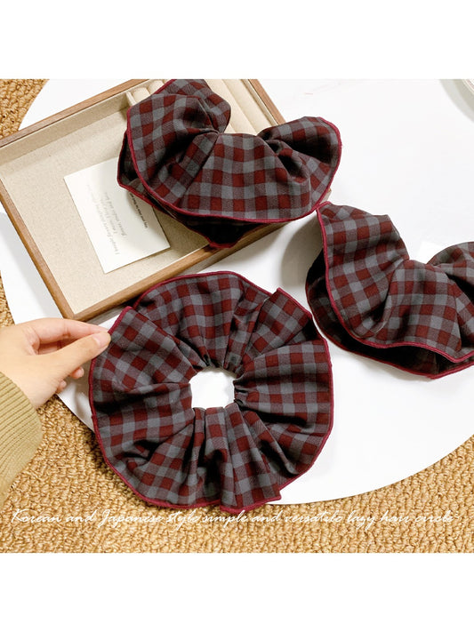 Gifty - Purple-red Plaid Hair Ring