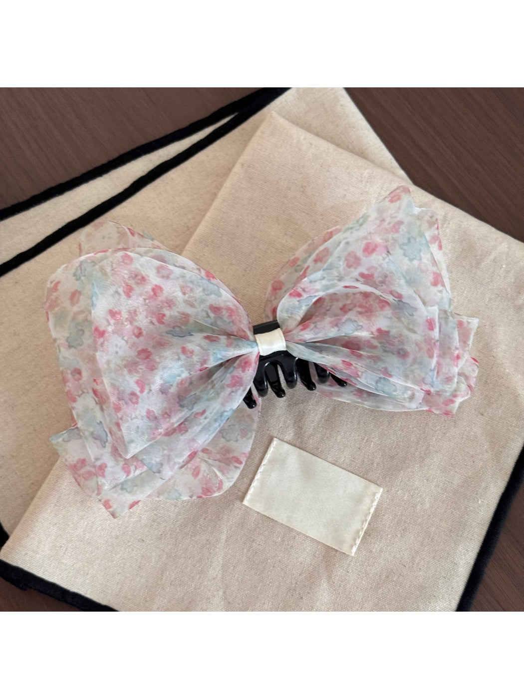 Beau - Sheer Floral Bow Decorative Banana Clip