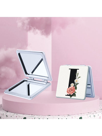 Mirroray - Floral Letter Print Folding Compact Mirror
