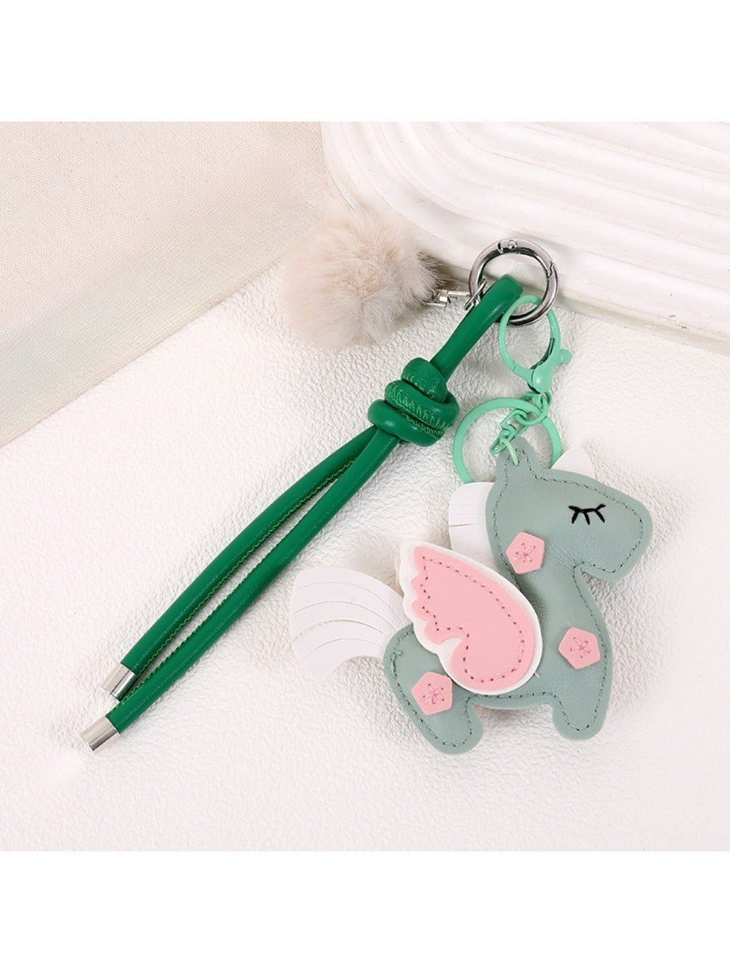 Keypus - Color-Blocked Unicorn-Shaped Charm Keychain
