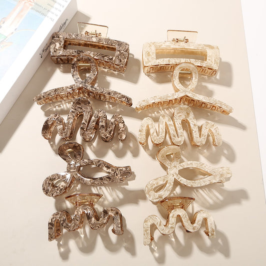 Beau - Geometric Acetate Hollow Wave Claw Hair Clip
