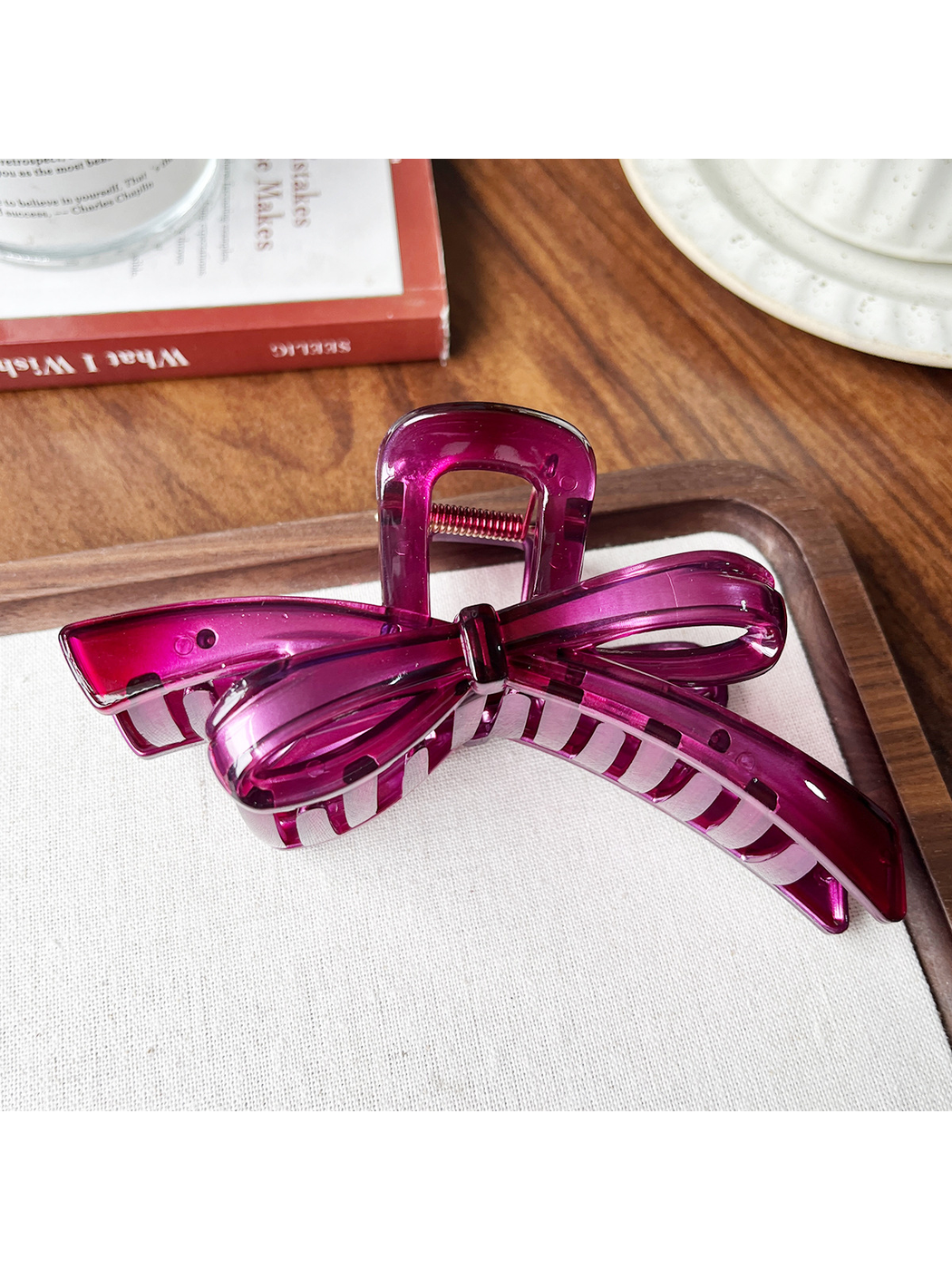 Beau - PC Bow Accent Geometric Ring Hair Claw Clip