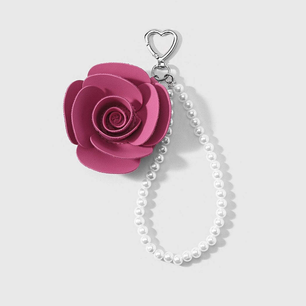 Keypus - Rose Design Heart Loop Beaded Keychain